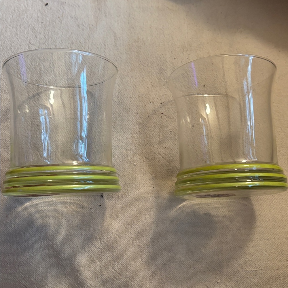 Vintage Fiestaware Tumblers Double Old Fashioned Glasses Chartreuse set of 2